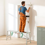 Zonon 47" L x 11.8" W x 24" to 35" H Folding Work Platform Portable Scaffolding Step Stool 4 Height Adjustment 400 Lbs Load Capacity Non Slip Work Platform Ladder for Home Drywall Cleaning Painting