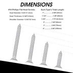 50 PCS #14X2-1/2(2.5 inch) Stainless Steel Phillips Flat Head Wood Screws,Stainless Steel 18-8 A2(304) Screw,Home Screw Kit by QISHENG