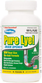 ComStar Pure Lye | 99% Pure Sodium Hydroxide Beads | Eco-Friendly, Industrial Strength, Biodegradable Drain Opener | Safe on Fixtures | Static-Free, Unique Beads for Soap Making | 1 lb. (30-500)