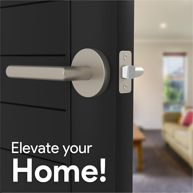 Mega Handles Ronn Passage Lever Door Handle Set for Hallway, Closet and Bathroom, Heavy Duty Door Levers, Fits All Standard Door Sizes, Screws Included - Satin Nickel (1 Pack)