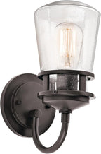 Kichler Lyndon 11.25" Wall Sconce in Architectural Bronze, 1-Light Indoor Outdoor Wall Light with Clear Seeded, (11.25" H x 5" W), 49444AZ