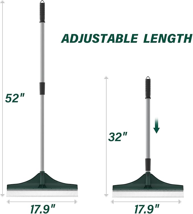 SOYUS Artificial Turf Rake Carpet Rake, Hand Rakes with Adjustable Handle Steel 32 to 52 inches for Artificial Grass and Lawn Leaf Removal, Carpet Rakes, Pet Hair Removal