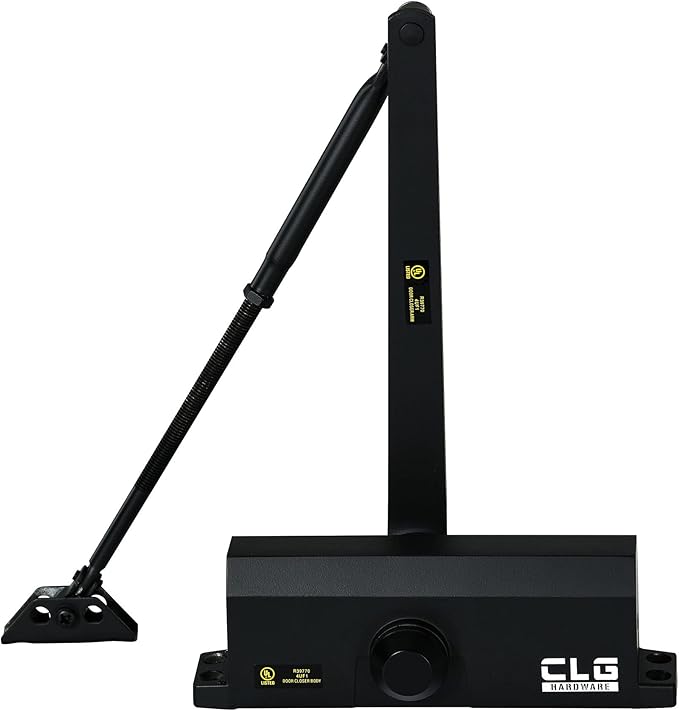CLG HARDWARE DC6003 Medium Duty Commercial Door Closer - Surface Mounted, Automatic Door Closer, Cast Aluminum,UL 3 Hour Fire Rated, Size 3 for Residential & Light Commercial Doors - US19 Matte Black