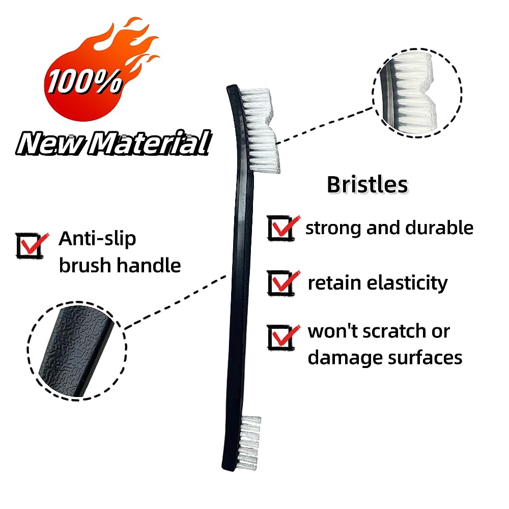 8-Pack Heavy-Duty Scrub Brush: Wire & Nylon Brushes for Grills, Guns & Sneakers – Heat-Resistant + Ergonomic Non-Slip Handle for Contains Gun Cleaning Supplies, Masonry Brush & Compact Travel Brushs