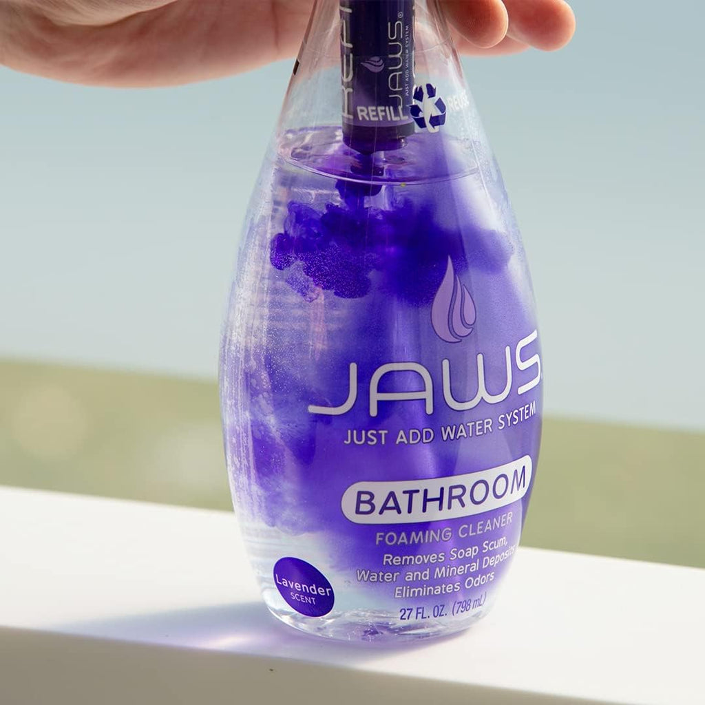 JAWS Foaming Bathroom Cleaner Bottle with 2 Refill Pods. Refillable Cleaning Supplies.