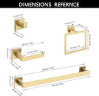 TNOMS Brushed Gold Towel Bar Set Bathroom Hardware Set, 5 Pieces Gold Bathroom Accessories Set Stainless Steel Wall Mounted Towel Holder for Bathroom 23.6in