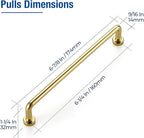 JOY DECOR Cabinet Pulls – 6-1/4 Inch Hole Center, Polished Brass, 2 Pack, Zinc Alloy Cabinet Handles for Drawers & Cupboard – Vintage Style Hardware for Kitchen, Bathroom, Dresser, Furniture Makeover