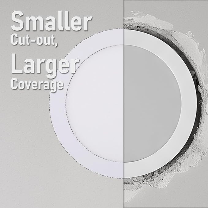 TORCHSTAR Basic Series 12-Pack 8 Inch Ultra-Thin LED Recessed Lighting with Junction Box, CRI90, Aluminum, 5000K Daylight, 5%-100% Dimmable Slim Recessed Downlight, 18W 1500LM, ETL and Energy Star