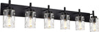BONLICHT Transitional Bath Vanity Light Fixture 6 Light Black Wall Sconce Bathroom Lighting with Clear Hammered Glass, Industrial Farmhouse Metal Wall Mount Light for Kitchen Living Room Dining Room