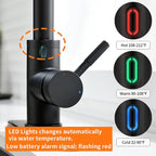 Touch-Less Kitchen Faucet, 3 Modes Pull Down Sprayer, LED Temperature Control,Motion Sensor Activated,Ceramic Valve,360-Degree Rotation,1 or 3 Hole Deck Plate. 10-Year Warranty. (KW-79RR, Black)