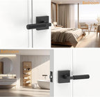 Amerdeco 1 Pack Matte Black Passage Door Handles,Heavy Duty Non-Locking Door Lever for Hall, Closet,Office Area, Shopping Malls AM0021