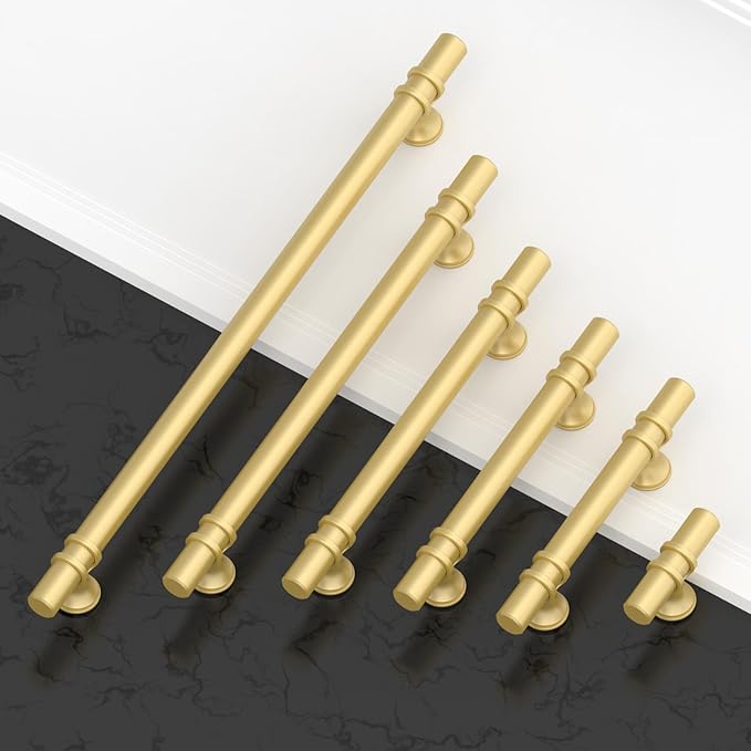 Asidrama 10 Pack Brushed Gold Kitchen Cabinet Knobs Cabinet Hardware Zinc Knobs for Dresser Drawers