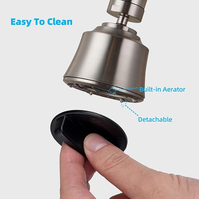 iFealClear Kitchen Sink Faucet Head, Swivel 360 Degree Faucet Sprayer Head with 4 Spray Modes, Big Angle Faucet Aerator Adapter Fits Female 55/64“ Male 15/16" for Bathroom/Kitchen/Rvs, Brushed Nickel