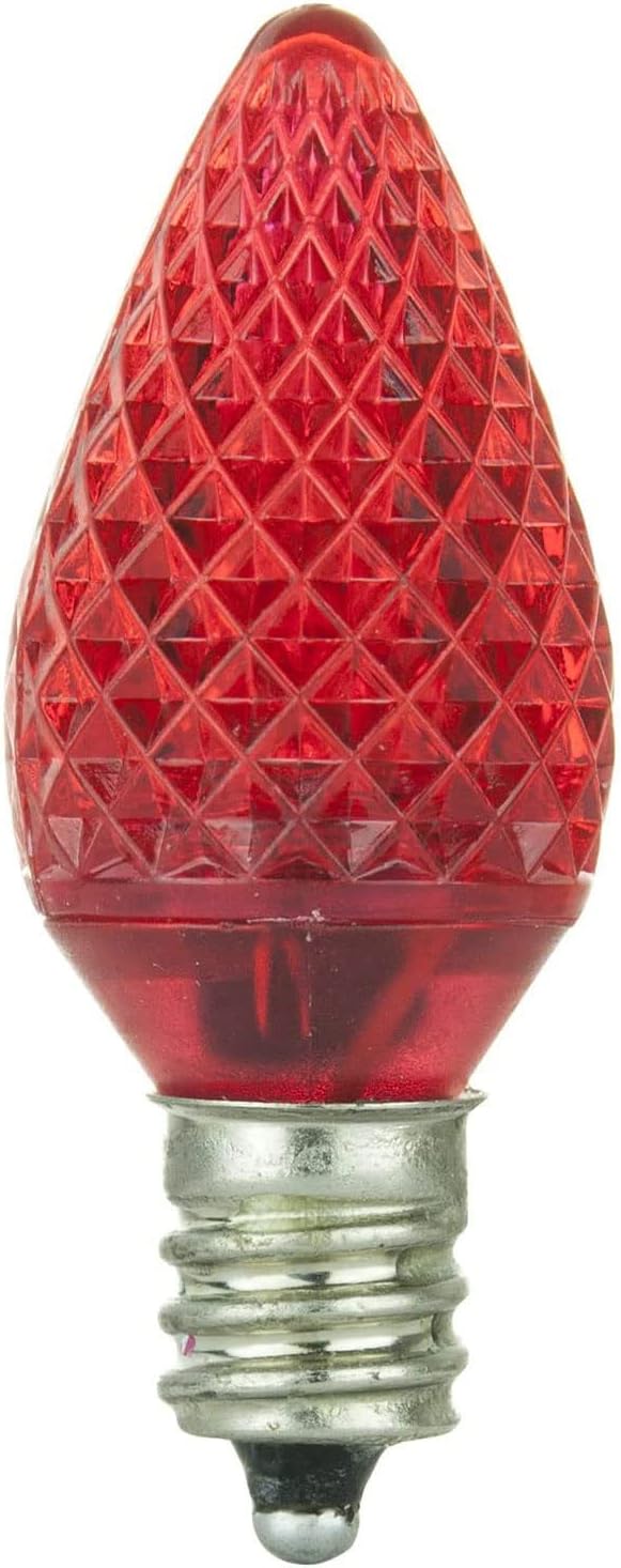 Sunlite 41289 LED C7 Holiday Decorative Light Bulb, 0.4 Watts, E12 Candelabra Base, Faceted Christmas-Lights; Nightlight, Green and Red Combo 24 Count