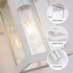 Outdoor Wall Sconce, Outside Porch Light Fixtures, Anti-Rust Exterior Wall Lights in Matte White Finish with Clear Glass for Garage Doorway Entryway, 2 Pack