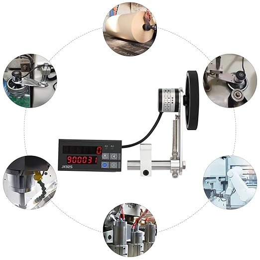 Digital Length Meter Counter Rolling Wheel, 0-999999m Electronic Measure Tool w/Encoder, 110V Mechanical Length Counter Length Measuring Accuracy Display Single Measure Wheel Unit in Feet Meter
