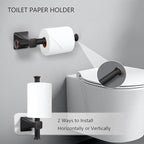 Matte Black Bathroom Hardware Set 5-Pieces, SUS304 Stainless Steel Bath Towel Bar Set Wall Mounted, Including Hand Towel Bar,Towel Ring, Toilet Paper Holder, 2Pcs Robe Towel Hook