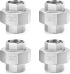 ChillWaves 304 Stainless Steel Cast Pipe Fitting, Union，3/8" NPT Female，Thread Adapter(4-PACK)