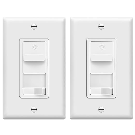TOPGREENER Paddle Dimmer Switch for 200W Dimmable LED/CFL Lights, 3-Way/Single Pole with LED Slide Dimmer, Neutral Wire Not Required, Wall Plate Included, TGSDS3-W, White, 2 Pack