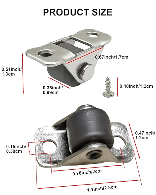 24PC Mini Caster Wheels Low Profile, 1/2 Inch Single Direction Tiny Wheels, Little Rubber Rolling Wheels with Steel Top Plate for Small Appliances, Furniture, DIY (Non Swivel)