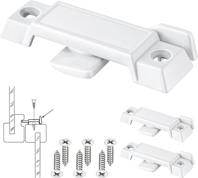 Saillong Replacement Sash Lock Compatible with Prime-line F 2590 for Vertical & Horizontal Sliding Windows, 2-1/4” Mounting Hole Centers, Broken Sash Locks for Additional Home Security (White,3 Pack)