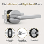 Mega Handles Ronn Privacy Door Handle - 2 Pack Reversible Chrome Door Handles, Heavy Duty Bed & Bath Door Handles with Privacy Door Lock, Fits All Standard Doors - Polished Chrome
