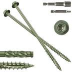 #14 x 8 Wood Structural Screws 100 Pack Hex Head Lag Screws, Rust Resistant Timber Screws for Timber/Log/Landscaping Wood (Green)