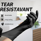 Jointown Vinyl Exam Gloves- 4 mil Safty Glove Latex-Free & Powder-Free, SGBE 8002 Synmax Disposable Medical Glove Medium (2 Boxes of 100, Black)