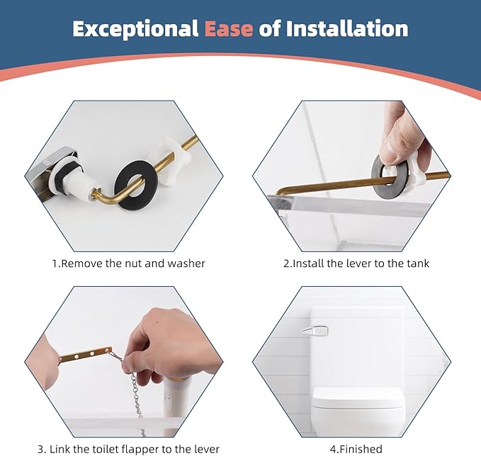 iFealClear Universal Metal Toilet Handle Replacement, Front Mount Toilet Flush Trip Lever Compatible with American Standard/Mansfield/TOTO/Kohler Toilets, Stainless Steel Flapper Chain, Chrome