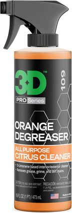 3D Orange Degreaser – Citrus-Based Car Cleaner for Oil, Grease, Grime & Adhesives – Water-Based, Non-Corrosive, Eco-Friendly, Interior & Exterior Use - 16 Fl oz