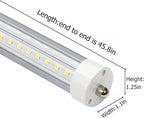 4ft T8 LED Tube Lights,36W 3600lm,White 6500K,Single Pin FA8,45.8 inches End to End,F48T12 CW 4ft LED Tube Replacemen,Ballast Bypass,Double End Power for Shop,Sign,Warehouse,Pack of 10