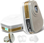 Respirator Cartridge/Filter, 6001 Filter Cartridges Installed on 6200, 6800 Respirator Body, Use for Asbestos, Resin, Paint, Dust, Welding