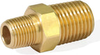 KOOTANS 1/4 NPT x 1/8 NPT Male Solid Brass Nipples, Heavy Brass Pipe Adapter Fittings Hex Reducing Nipples Connectors 4Pieces