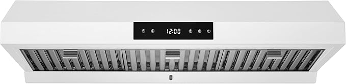 Hauslane Range Hood 36 Inch - Under Cabinet Range Hood, Matte White Hood, Vent Hood 36 Inches, Stove Vent Hood for Kitchen, Kitchen Vent Hoods 36 Inch with LED - Chef Series PS18