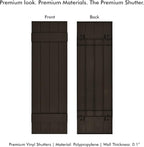 Board & Batten Vinyl Shutters (1 Pair) | 14.5"x47" (4-Board) - Stone Mason Brown | Exterior Window Shutters | Includes Mounting Hardware | Simple Installation | Made in USA