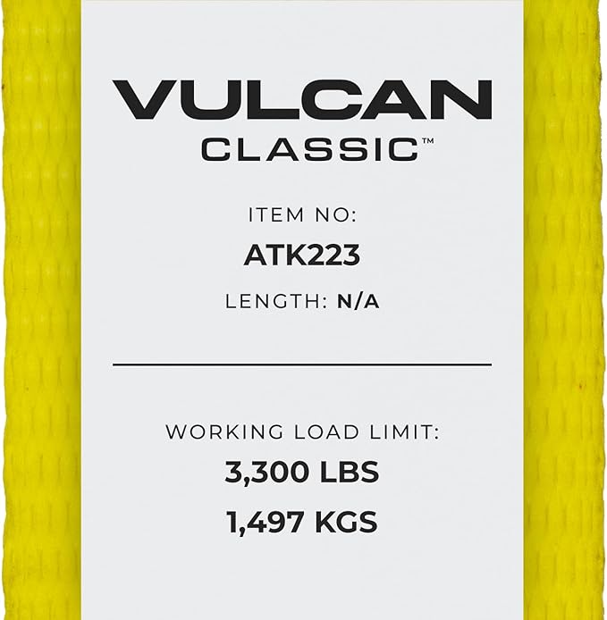 VULCAN Complete Axle Strap Tie Down Kit with Wire Hook Ratchet Straps - Classic Yellow - Includes (4) 22 Inch and (4) 36 Inch Axle Straps, and (4) 15' Wire J Hook Ratchet Straps