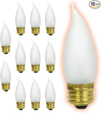 GoodBulb 25 Watt Flame Tip Light Bulbs CA10 Frosted Finish Medium E26 Base 2700K Soft White EFF Dimmable 25W 175 Lumens Decorative Chandelier Bulbs Incandescent (Pack of 12)