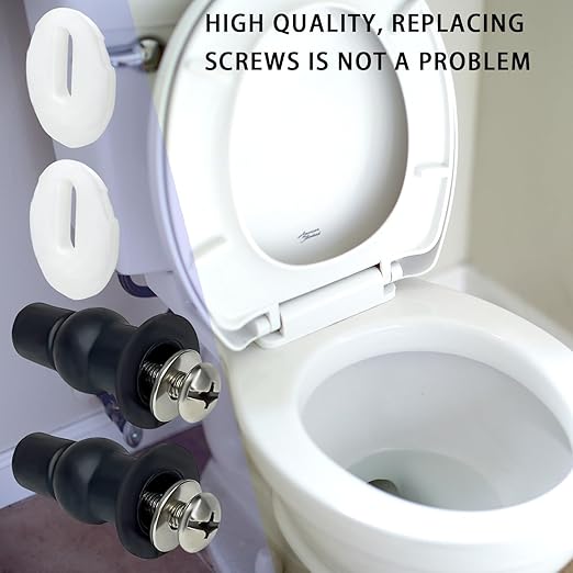 4 Pack Universal Toilet Seat Bolts and Hinge Screws, Top Mounting Fixings Kit with Expanding Rubber Top Nuts, Replacement Screws for 14-16mm Hole Toilet Seat Repair