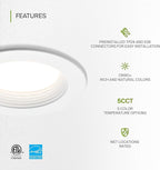 ASD 4 Inch Retrofit LED Recessed Lighting | Metal Trim White 10W 849LM 120V 2700K-5000K Adjustable Ceiling Downlights | Triac Dimmable Wet Rated Room Can Lights, ETL Energy Star, 6 Pack