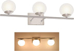 New Bathroom Vanity Light Fixtures 3 Lights Brushed Nickel Glass Shade Modern Wall Bar Sconce Over Mirror
