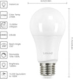 Linkind A19 LED Light Bulbs Dimmable, 100W Equivalent, 2700K Soft White, 15.5W 1600 Lumens 120V Bulbs, E26 Standard Base, UL Listed, Lighting for Bedroom Living Room Home Office,6 Packs