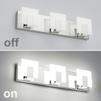 Aipsun 3 Lights Modern LED Vanity Light for Bathroom Frosted White Acrylic Chrome Up and Down Bathroom Wall Light Fixtures Over Mirror(White Light 6000K)