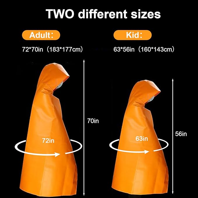 DIBBATU Fireproof Cloak, Fire Escape Cloak, Extra Big Fireproof Fiber Cape, Emergency Used as A Fire Blanket, Head Protection Fire Escape kit for Household, Office Home (Orange, 72 * 70in)