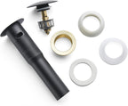 Bathroom Sink Drain,Drain Stopper Bathroom Sink with Overflow,Pop Up Drain Assembly with Detachable Strainer Basket,Built-in Anti-Clogging Strainer,Stainless Steel Mattle Black