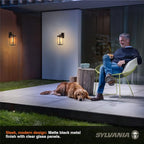 LEDVANCE Sylvania Dusk to Dawn Wall Lights with Accessories, Indoor/Outdoor, 120V, Hardwire, Metal/Black - 2 Pack (66555)