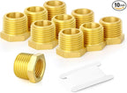 GASHER 10Pcs Brass Reducer Hex Bushing 1" NPT Male x 3/4" NPT Female, Brass Threaded Pipe Fitting