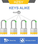 Padlocks Keyed Alike, Pack of 60, Laminated Steel Keyed Lock (1-9/16", 40mm), Padlocks with Same Key, Long Shackle, for Toolbox, Locker & StorageUnit or More