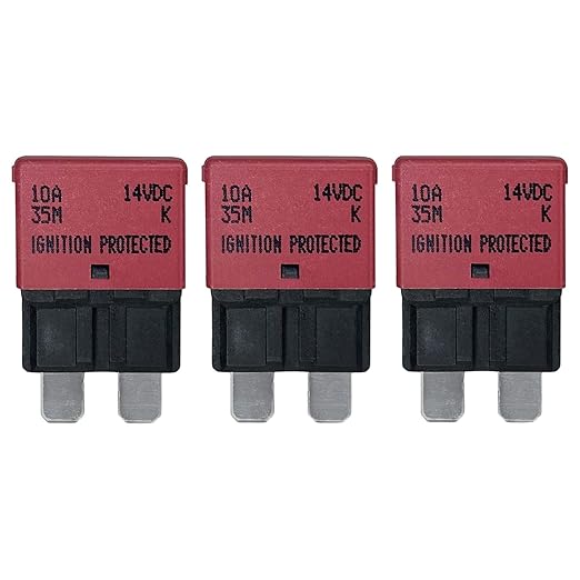 Auto Reset ATC/ATO 10 Amp Circuit Breaker Fuse for Automotive Marine RV Car Truck Audio Battery Protection Automatic Reset | Low Profile (10A, 3 Pack)