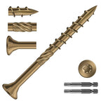 #8 x 2 Inch Deck Screws (510Pcs) 4lb. Carbon Steel, Yellow, Flat Head, Rust Resistant epoxy Coated, with T25 Star Bit