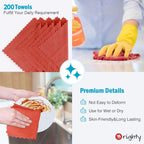 Orighty Cleaning Cloths Bulk, 200 Pack Shop Rags Reusable, Multi-Purpose Shop Towels for Cars, Microfiber Cleaning Rags for Automotive, Mechanic, Kitchen, Lint Free Towels 11.5’’ x 11.5’’, Red